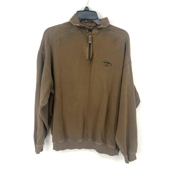 Tommy Bahama Mens 1/4 Zip Pullover Sweater Size Medium Relax Brown